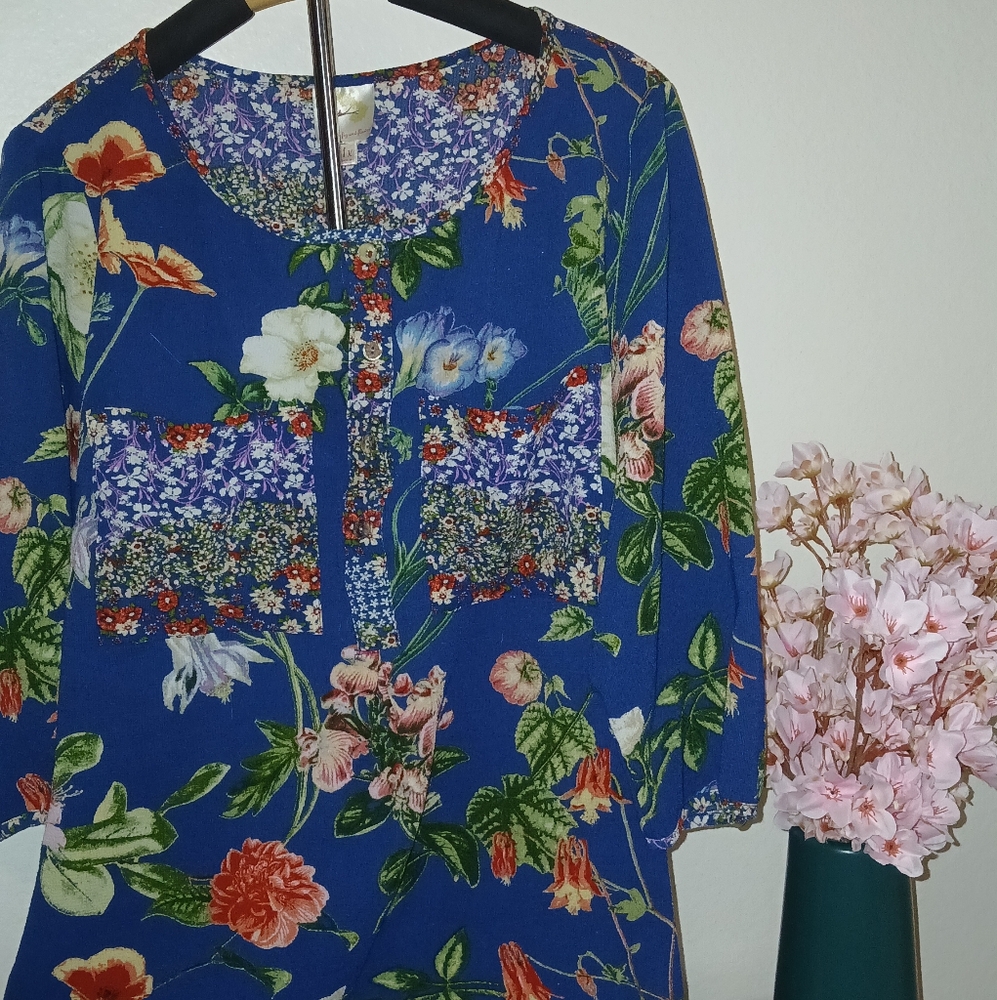 Fig and Flower Boho Floral Tunic Dress – 1X